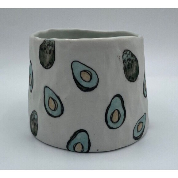 Mary Drabik Porcelain Avocado Mug Coffee Cup Studio Art Pottery Signed NEW - Picture 8 of 11